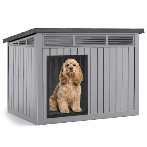 Dog House Indoor Outdoor (Deep Gray / 32.2”L x 25.12”W x 24.13”H)