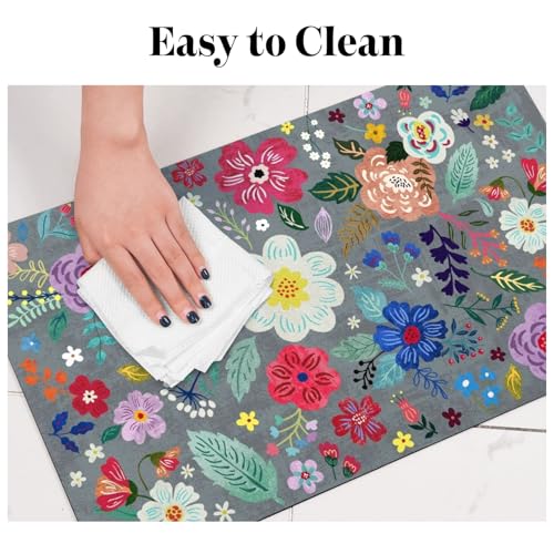 Dog Food Mats for Floors (Grey / 20"L x 12"W)
