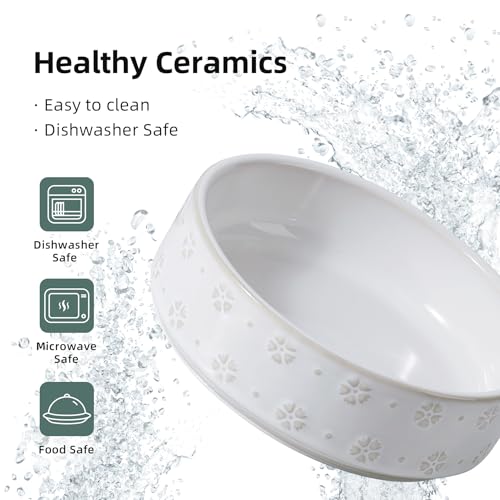Dog Bowls Ceramic (2 Bowls-Arctic White / 1.7CUPS)