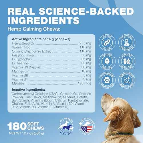 Hemp Calming Chews for Dogs Anxiety Relief (180 count / Beef Flavor Calming Chews)