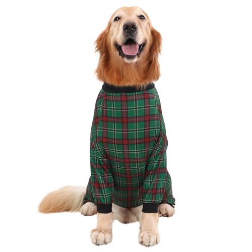 Dog Pajamas One Piece Light Comfy Pjs Pet Costume M (XX-Large / Holiday Plaid)