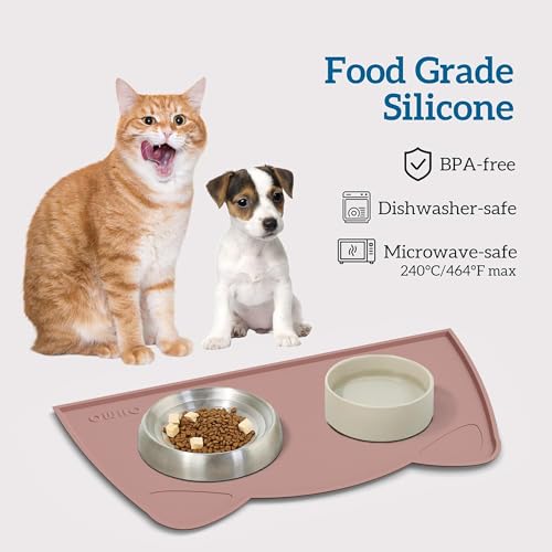 Cat Food Mat Silicone Pet Feeding Mat (18"L x 10"W / Rose)