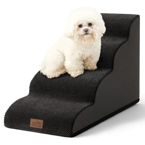 Wide Dog Stairs for Small Dog 19.7" H (Black / Wide:17.7"x28"x19.7")