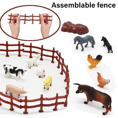 66PCS Mini Farm Animal Barn Toy with Tractor Trailer Fence for Kids Ages 3+ (Farm Animals Toys)