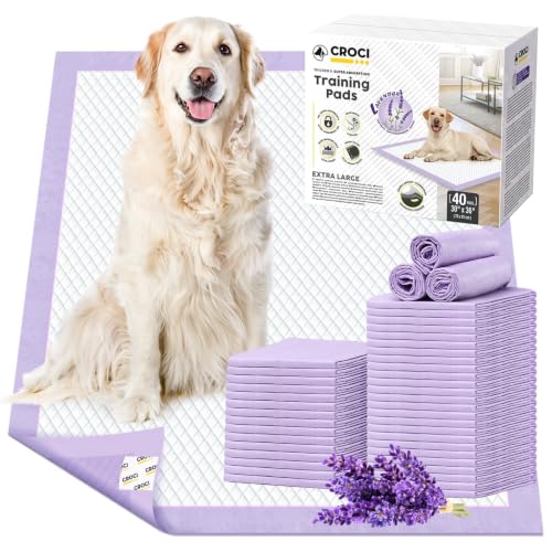 Puppy Pads with Adhesive Tabs Leak Proof Lavender Scent 30x36in 40Ct (Extra Large-30x36in(40Ct))