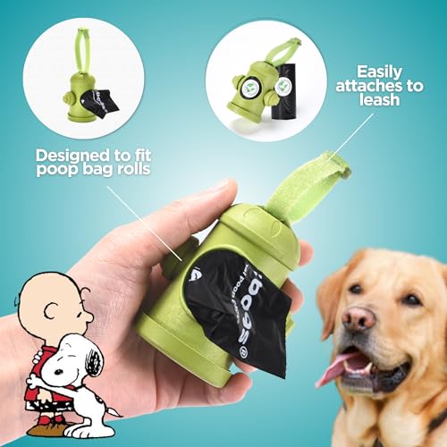 Peanuts Snoopy Dispenser with Leash Clip (Green / 1 Count (Pack of 15))