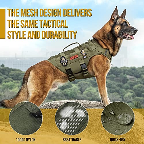 No Pull Tactical Dog Mesh Harness for Medium Dogs (Green / M)