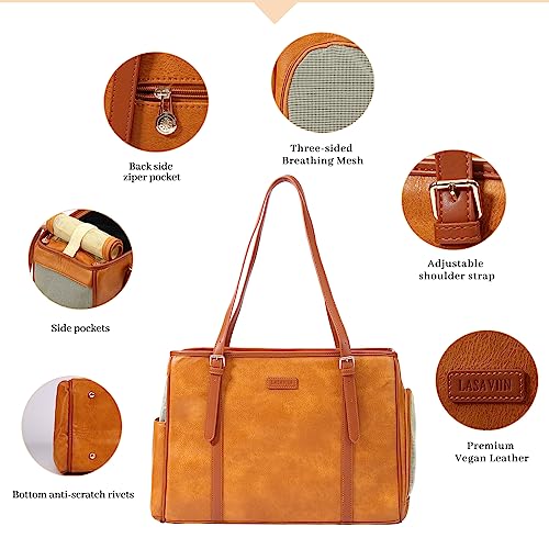 Fashion Dog Purse Pet Carrier Leather Bag for Small Dogs Cats Puppy (Brown)