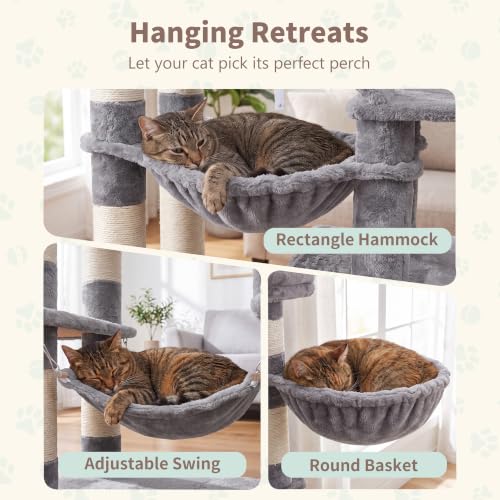 Cat Tree, 71-Inch-Tall Tower for Indoor Cats with 2 Perches HCT034W (Light Gray / 71 inch)