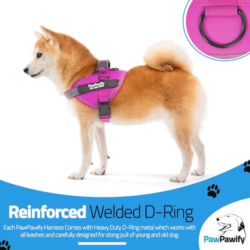 Custom No Pull Dog Harness with Name and Phone Number (XL (60-85 LBS) / New Pink)