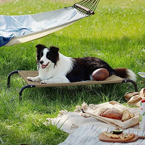 Outdoor Elevated Cooling Dog Bed Large Sized Dog (Brown / 49"L x 31.5"W x 8"Th)
