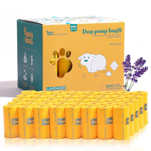 Dog Poop Bags Rolls Guaranteed Leak Proof and Extra thick Poop Bags for Dogs (600 Count (Pack of 1) / Lavender Scent)