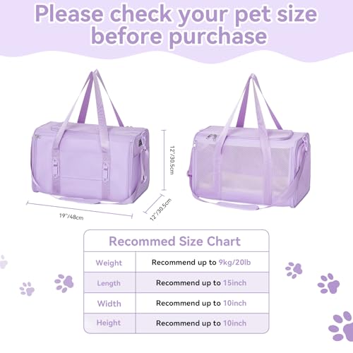 Large Cat Carrier with Patented Safety Buckles (19.0"L x 12.0"W x 12.0"H / Purple)