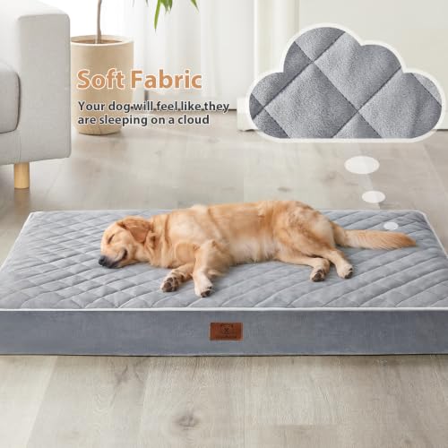 Orthopedic Waterproof Extra Large Senior Dogs Bed for Comfy Sleep (Light Grey / 44"L x 32"W x 4"Th)