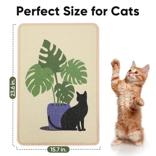 Sisal Cat Scratching Mat (Monstera-23.6 x 15.7 Inch)