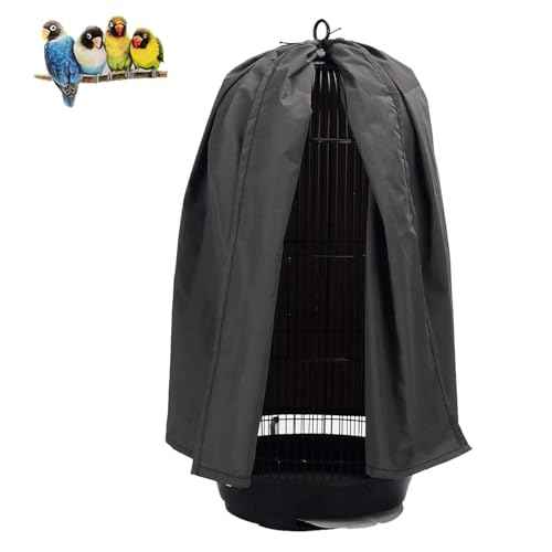 Round Parrot Birdcage Cover Pet Universal Blackout Cage Cover Shade Windproof Light (Smoke)