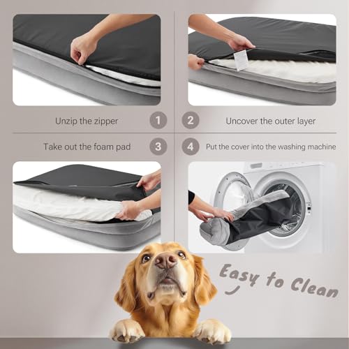 Orthopedic XL Dog Bed for Large Dogs with Faux Fur Top (XL (42"x32") / Grey)