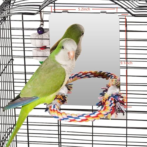 7" Bird Mirror with Rope Perch (Medium)