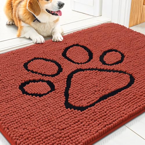 Dog Door Mat for Muddy Paws (30"X20" / Maple Red and Black)