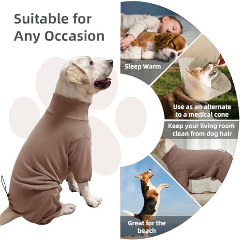 Dog Pyjamas PJS Sweater Clothes and Home Clothing Suitable for Small to Medium Breeds of Dogs (Thick Coffee / L)