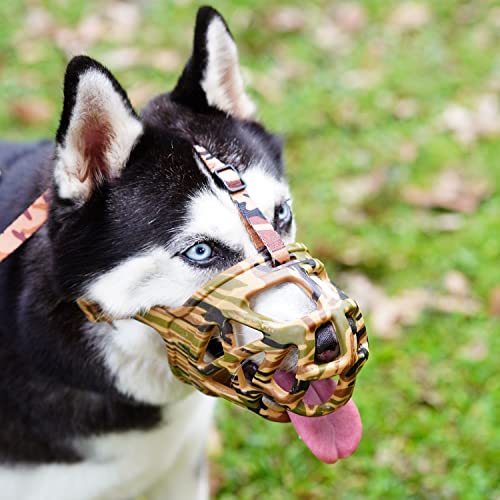 Dog Muzzle Printed Basket Muzzle for Small Medium Large Dogs Dachshund (X-Small / Camouflage)