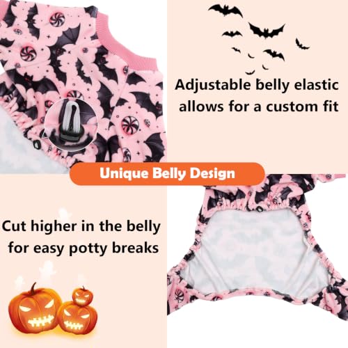 Dog Pajamas Halloween Puppy Onesies Small Dogs Soft Pjs Coat Cat Apparel Comfy Pet Clothes Outfit Doggie Bodysuit P348L (Large / Bat Candy)