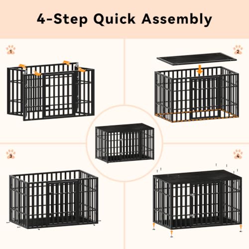46 Inch Heavy Duty Dog Crate Furniture for Large Dogs (45.8"L x 27.5"W x 28.7"H / Black)