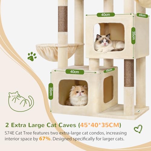 S74E Pro Heavy Duty Maine Coon Cat Tree for Large Cats (Beige / 74 inch)