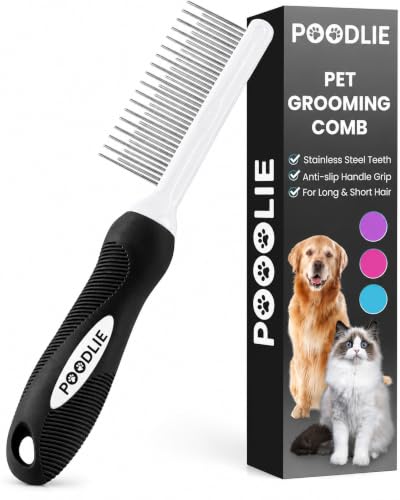 Poodle Pet Dog Combs for Grooming Matting (Black / Detangling Pet Comb)