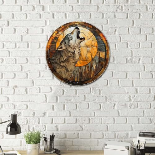 Metal Tin Sign (12×12 Inches / Gray Wolf-1)
