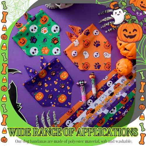 50 Pcs Halloween Dog Bandanas Bulk Cute Dog Paw Prints Pattern (Halloween Paw Print / 31.5 x 21.7 x 21.7")