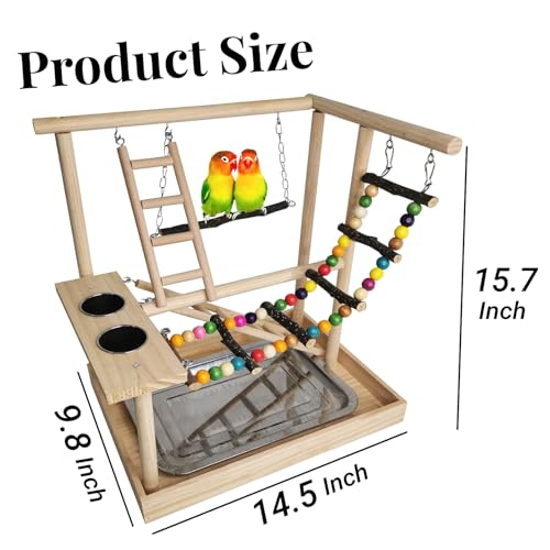 Bird Playground Parakeet Play Gym Wooden Parrot Perch Stand