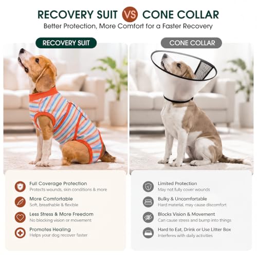 Recovery Suit for Dogs Cats (X-large (Back:20.1-24.8'', Weight:42-75 Lb) / Pastel Rainbow)