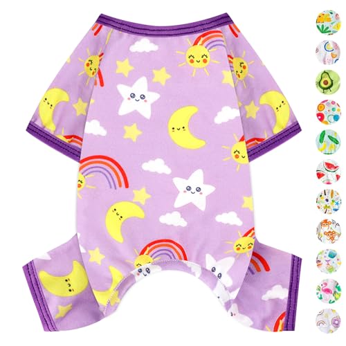 Dog Pajamas Pjs Dog Clothes for Small Dogs Girl (Star Purple / Small（3-5 lb))