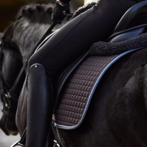Adepto Padded All Purpose Quilted Equestrian Saddle Pad for Horses with Two (Dark Brown / Horse)