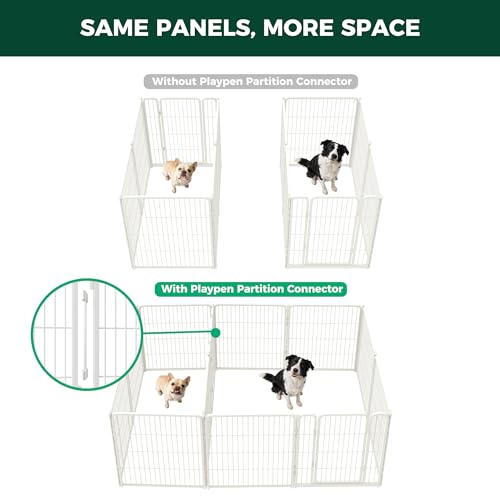 Homeplus Indoor Dog Playpen with Divider Connectors (White / 32"H)
