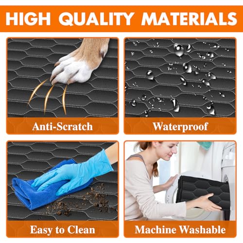 Waterproof Dog Car Seat Cover for Back Seat (Black,Orange / Small,Sanitary Pad Mesh)