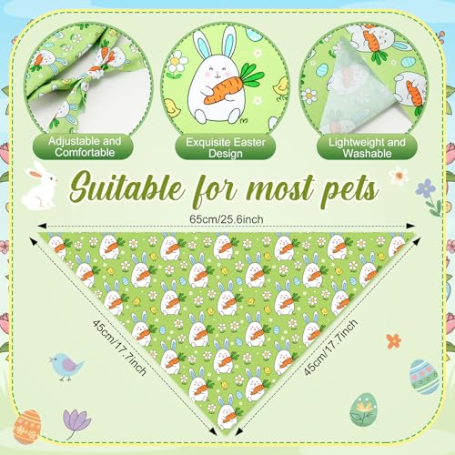 100 Pcs Easter Dog Bandanas Bulk Bunny Egg Carrot Bandanas for Dogs Triangle Kerchief Bibs Scarf Set for Pet Costume Easter Photo Props Accessories Pet Shops (Easter / 25.6 x 17.7 x 17.7 Inch)