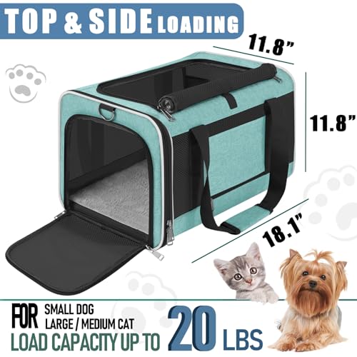 Large Cat Carrier Soft (Turquoise / 18.1"L x 11.8"W x 11.8"H)