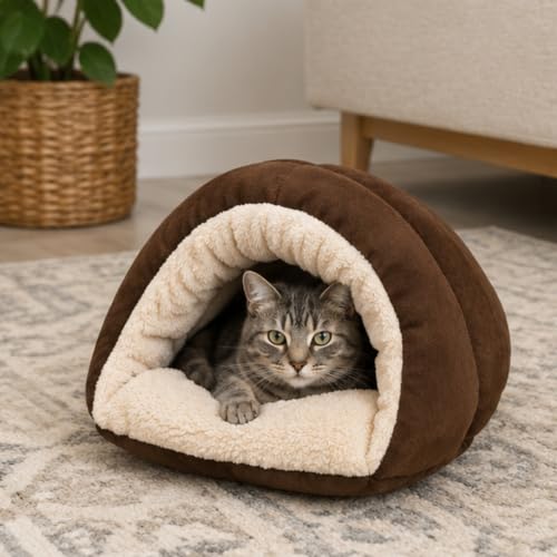 Sleep Zone Cuddle Cave Pet Bed (Brown)