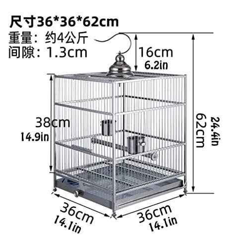 Metal Rectangle Bird Cage Stainless Steel Bird Cage Parrot Bird Cage Outdoor Portable Birdcage for Decoration Houses (Bird Cage)