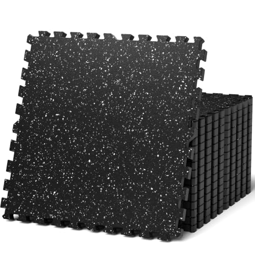 0.79in Thick 48 Sq Ft Exercise Equipment Mats (Black/White / 48 Sq Ft (12 Tiles))