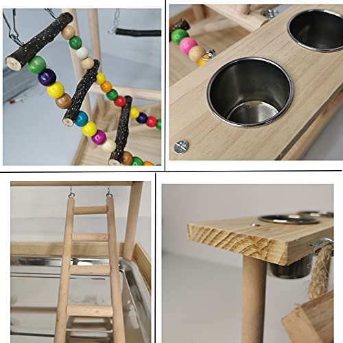 Bird Playground Parakeet Play Gym Wooden Parrot Perch Stand