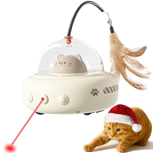 2-in-1 UFO Automatic Laser Interactive Cat Toy with Feather