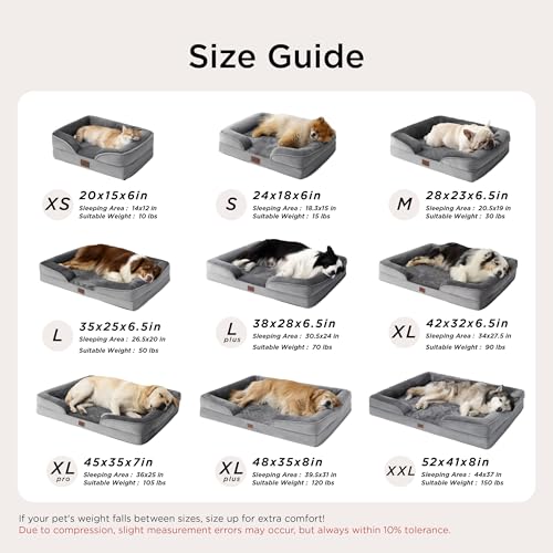 Orthopedic Dog Beds Large Sized Dog Washable Original Design (Plush-Black / 35"l X 25"w X 6.5"th)