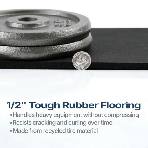 Traxxon by FlooringInc Rubber Gym Flooring Roll (Black / 600"L x 48"W x 0.5"Th)