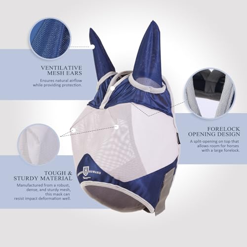 Half Face Horse Fly Mask UV Protection and Breathable for Equine Use Comfortable Navy M (navy / Medium (Arabian))