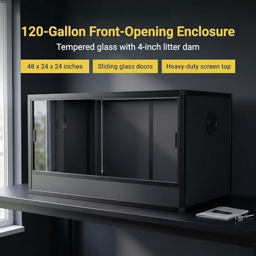 120 Gallon Reptile Enclosure 48x24x24 (Black)