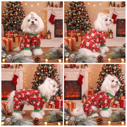 Small Dogs Outfit Soft Puppy Onesies Pjs Christmas Dog Pajamas Pet Coat Cat Apparel Comfy Doggie Jumpsuit Bodysuit for All Seasons P358S (Cute Snowmen / Small)