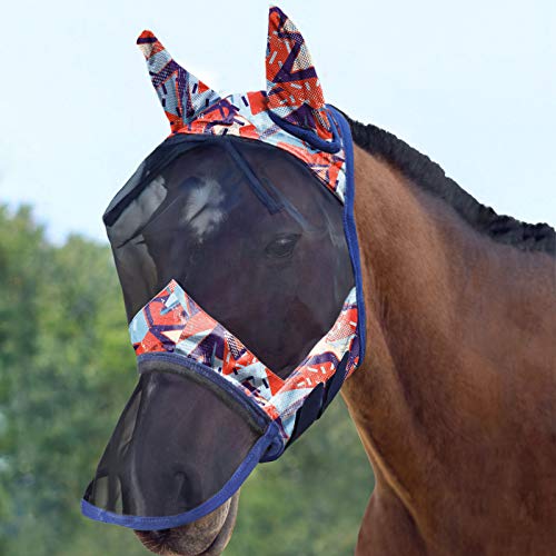 LumiVista Horse Fly Mask Long Nose with Ears UV Protection for Horse Abstract Graffiti L Full Size (Abstract Graffiti / Full (Large))